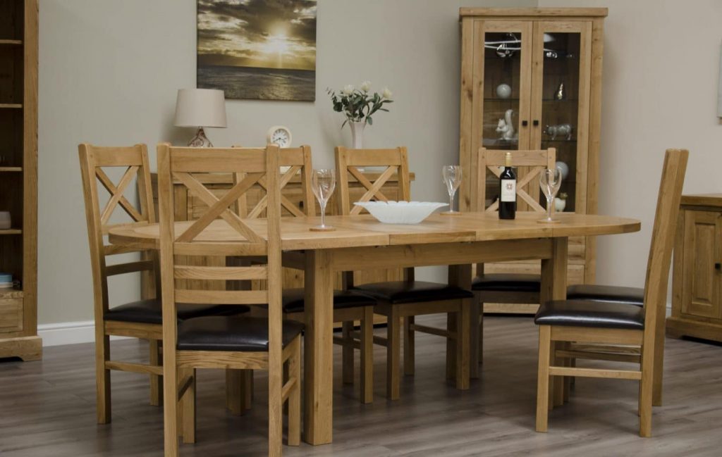 Canterbury Oak Extending Oval Dining Table Set | Free Delivery