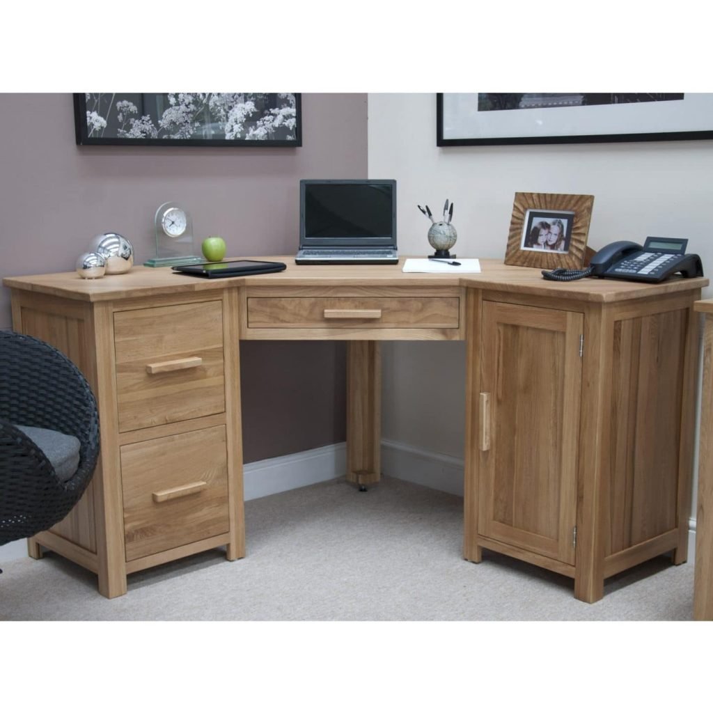 Harwell Oak Office Corner Desk - Only Oak Furniture - Sale Now On