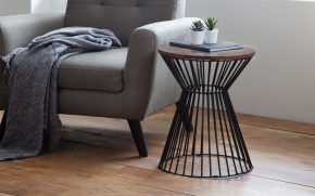 Jersey Round Wire Lamp Table - Walnut - Only Oak Furniture