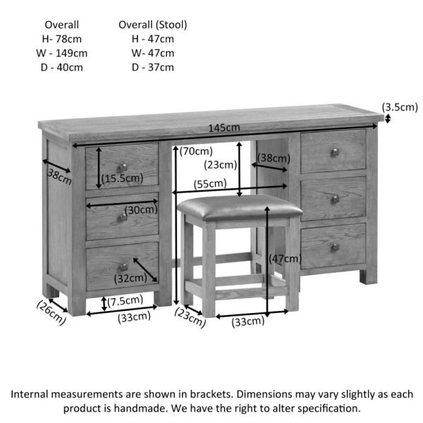 Delphinus Double Pedestal Dressing Table