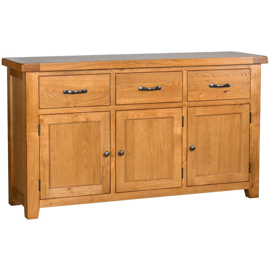 Sagitta Oak 3 Door 3 Drawer Sideboard - Only Oak Furniture