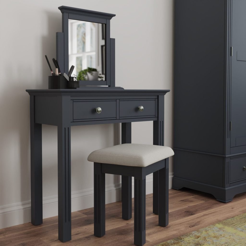 Marcel Midnight Grey Dressing Table Stool Only Oak Furniture