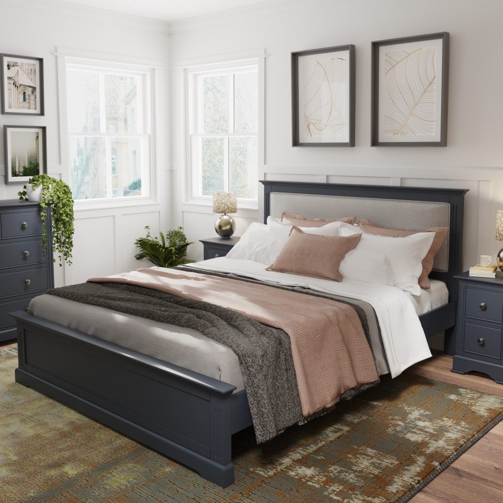 Marcel Midnight Grey King Size Bed - Only Oak Furniture