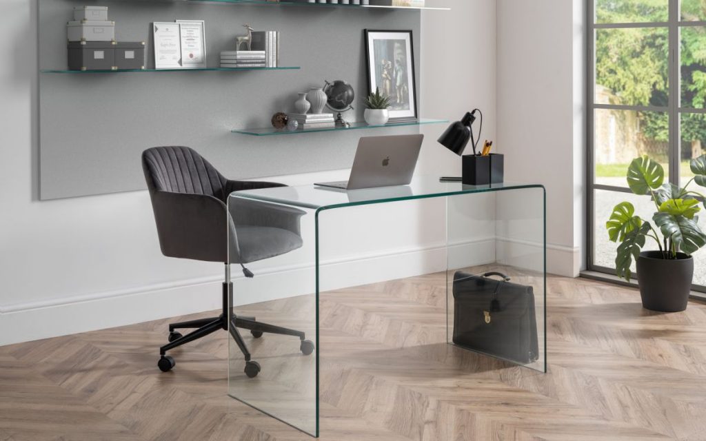 Minimalist glass deals desk