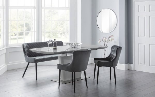 como grey table luxe grey chairs luxe grey bench roomset open