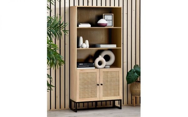 padstow tall bookcase oak roomset