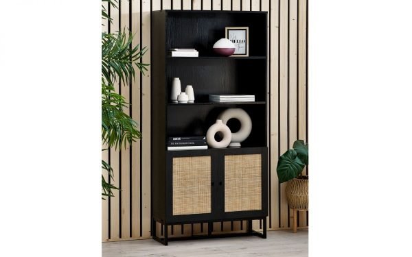 padstow tall bookcase black roomset