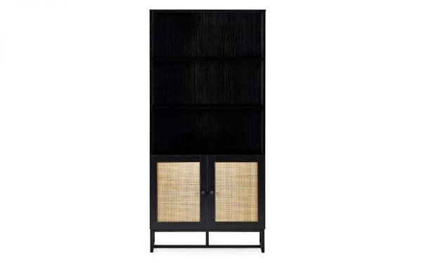 padstow tall bookcase black front