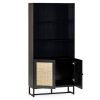 padstow tall bookcase black open doors