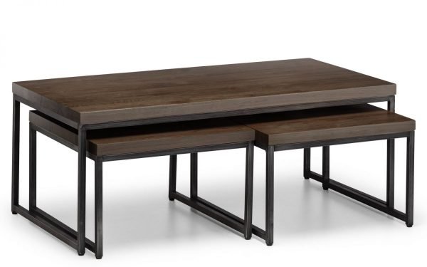 brooklyn dark oak nesting coffee tables angle