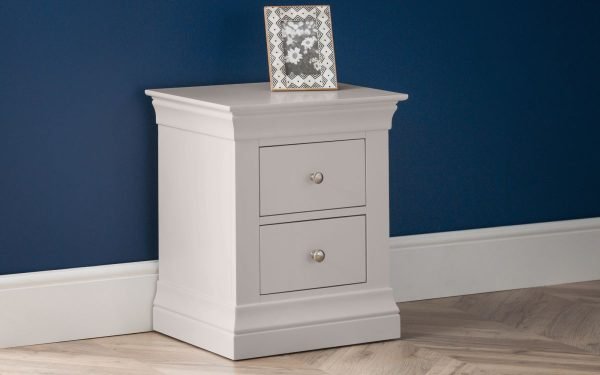 clermont light grey drawer bedside roomset