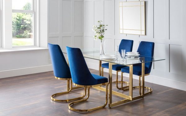 minori dining table vittoria blue chairs roomset