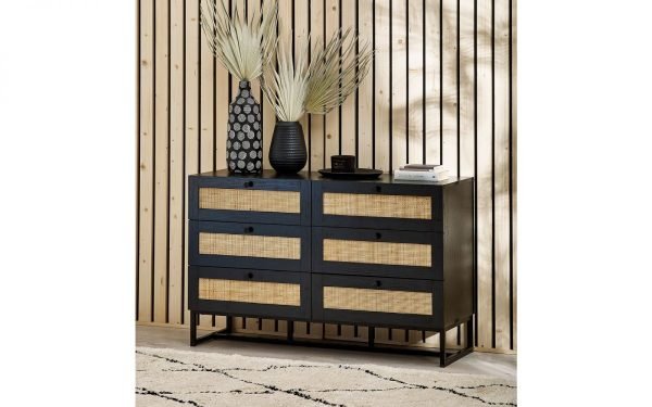 padstow drawer chest black roomset