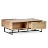 padstow oak coffee table open drawers