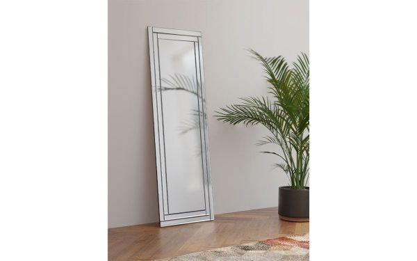 deco frameless dress mirror roomset