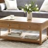 mallory coffee table with drawers roomset