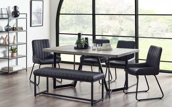 miller concrete effect dining table soho bench soho dining chairs roomset