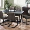 olympus black marble dining table with brooklyn charcoal chairs roomset