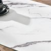 olympus white marble dining table top detail