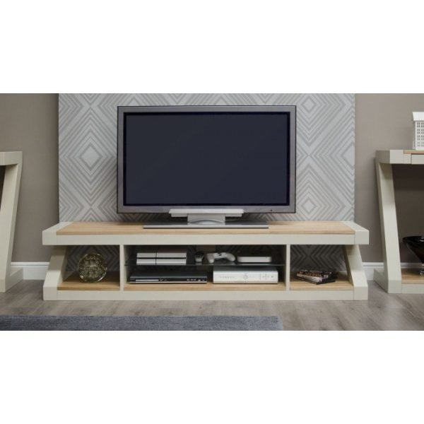 painted z large plasma wide TV unit and natural top