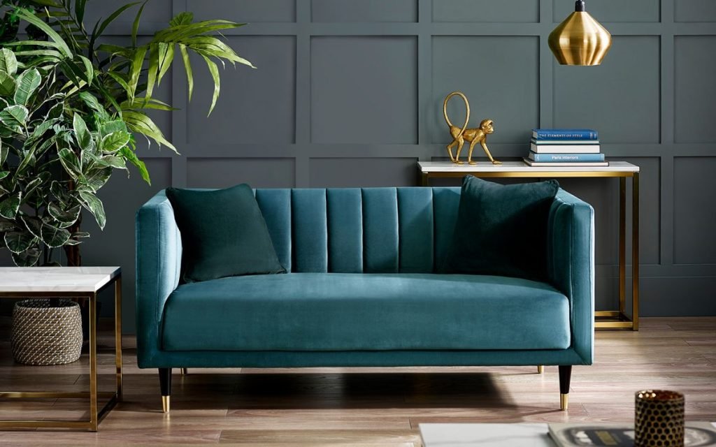 Salma Scalloped Back 2 Seater Teal Only Oak Furniture