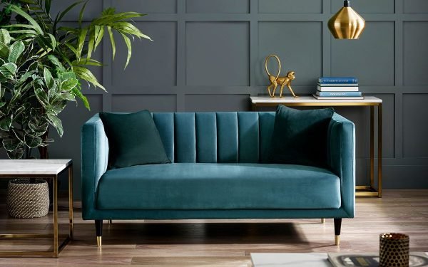 sal salma scalloped back seater teal roomset