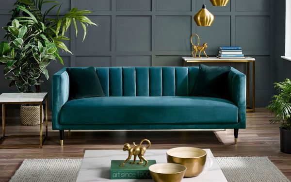 sal salma scalloped back seater teal roomset