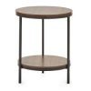 tri tribeca circular lamp table with shelf walnut cutout