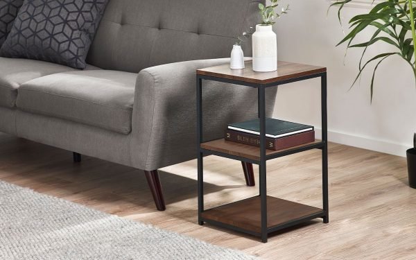 tribeca walnut tall narrow side table roomset