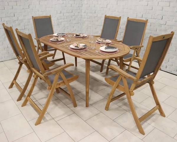 Ellipse Textylene Folding High Back Dining Set