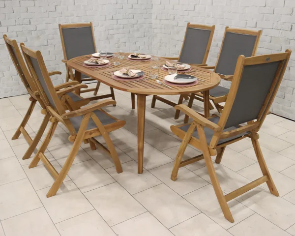 Ellipse Textylene Folding High Back Dining Set