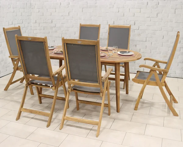 Ellipse Textylene Folding High Back Dining Set