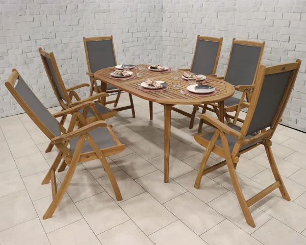 Ellipse Textylene Folding High Back Dining Set