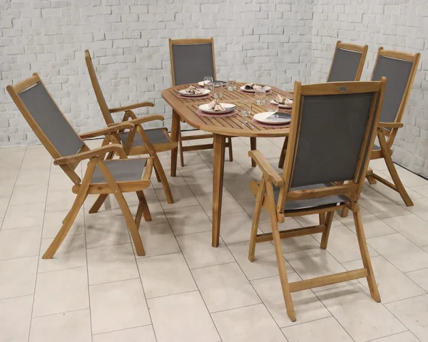 Ellipse Textylene Folding High Back Dining Set