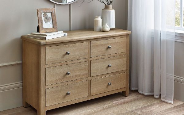 mem memphis limed oak drawer wide chest roomset