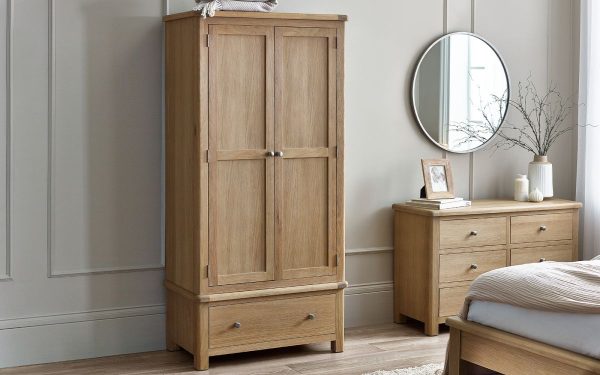 mem memphis limed oak door drawer wardrobe roomset