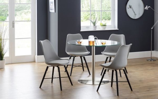 milan table grey kari chairs roomset