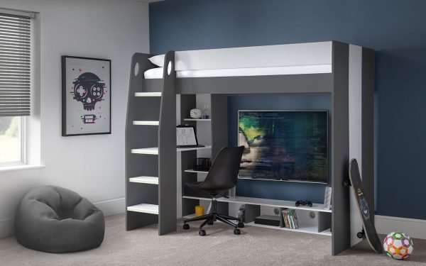 neb nebula gaming bed charcoal white roomset