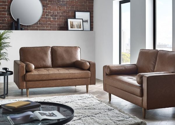 HEN HenleySeaterSofa BrownFauxLeatherRoomset jpg