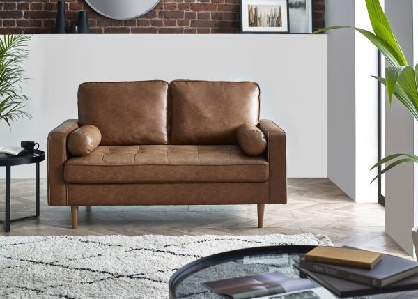 HEN HenleySeaterSofa BrownFauxLeatherRoomset jpg