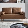 HEN HenleySeaterSofa BrownFauxLeatherRoomset jpg