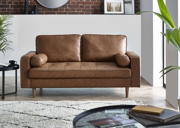 HEN HenleySeaterSofa BrownFauxLeatherRoomset jpg