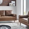 hen henley seater sofa brown faux leather roomset