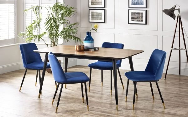 findlay rectangular dining table delaunay blue chairs roomset