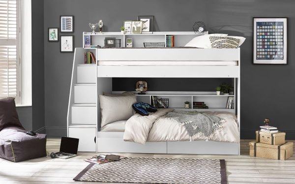 cam camelot staircase bunk all white roomset