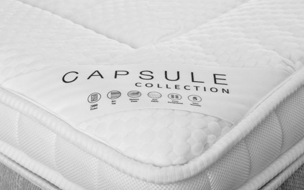 capsule box top mattress label detail