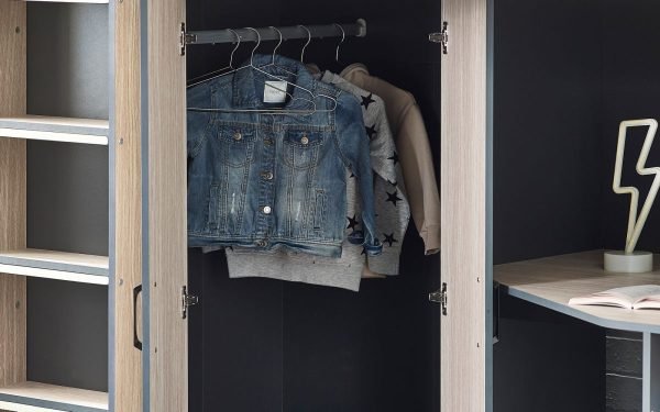 hercules highsleeper woodgrain anthracite wardrobe detail