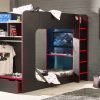 impact gaming bunk black red open drawer roomset