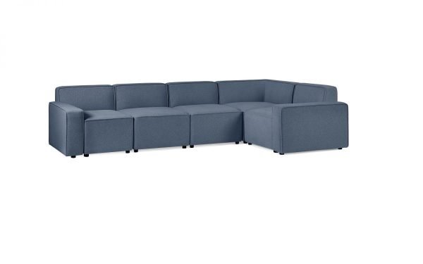 lago long corner sofa with arms blue angled