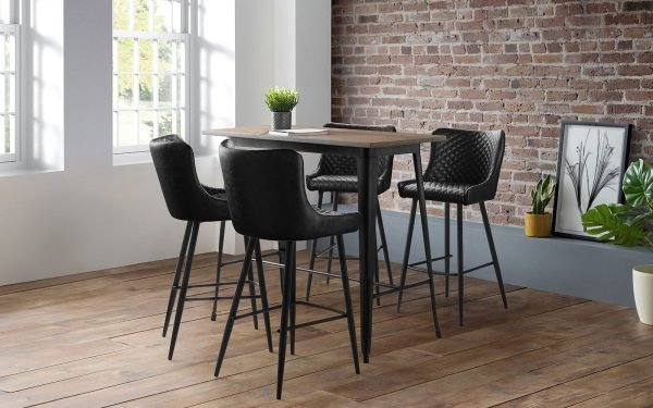 lux luxe faux leather bar stool black roomset